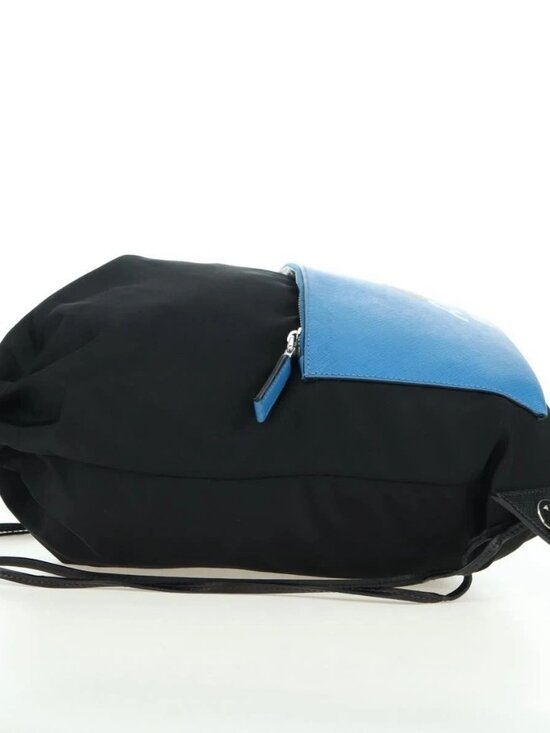 PRADA Backpack Nylon Leather Black Blue Silver Auth 92876 main image 8